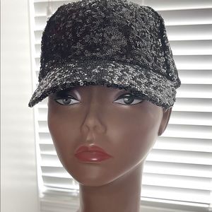 NWT-Lake Shore Drive Sequin One Size Baseball Cap-Black